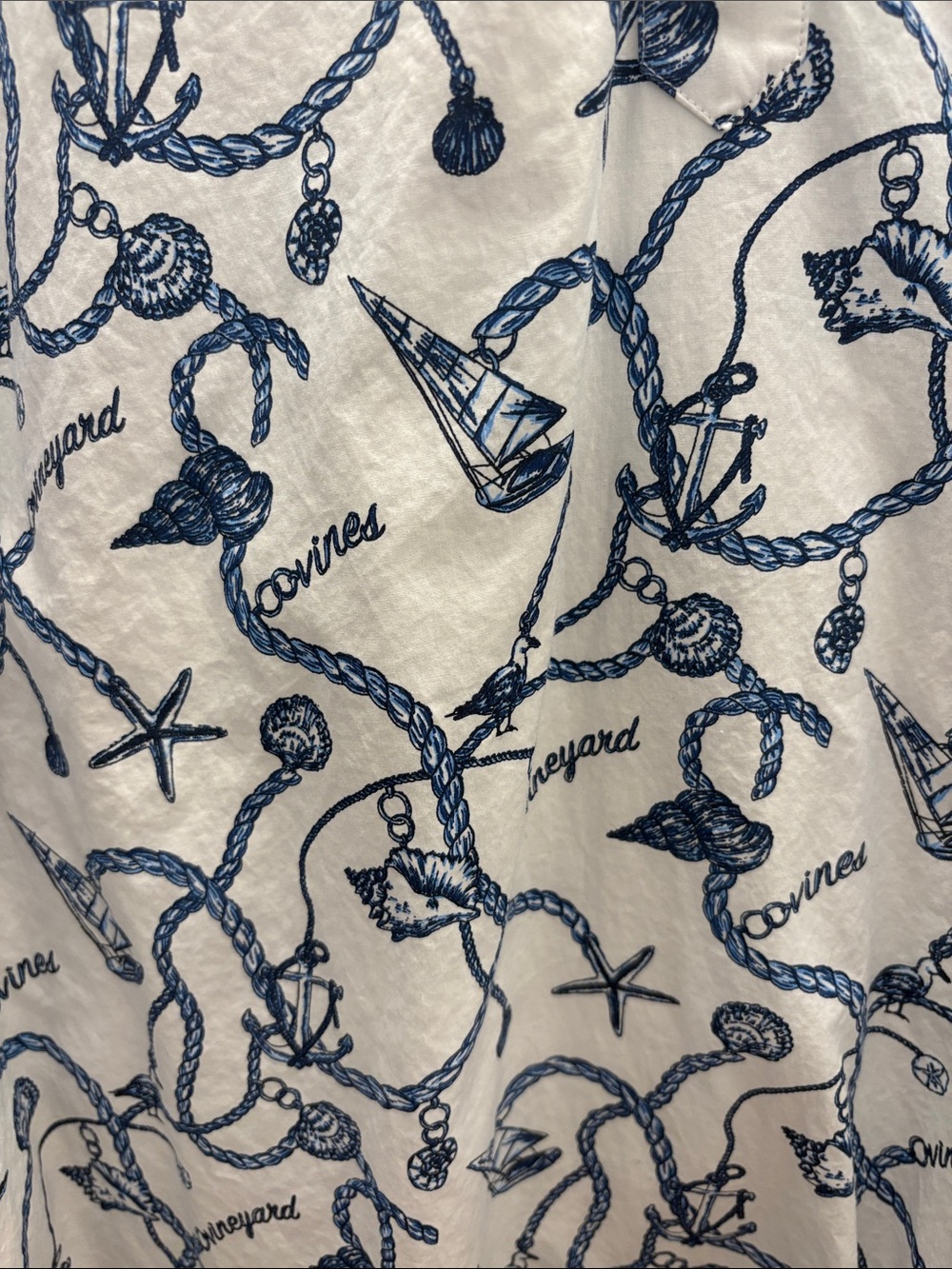 Vineyard Vines White Sleeveless Shift Dress with Navy Nautical Print XL - Picture 2 of 6